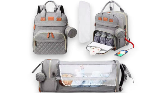 3-in-1 Wickeltasche Rucksack – Faltbare, wasserdichte Reisetasche mit USB-Aufladung und integriertem Wickelbett