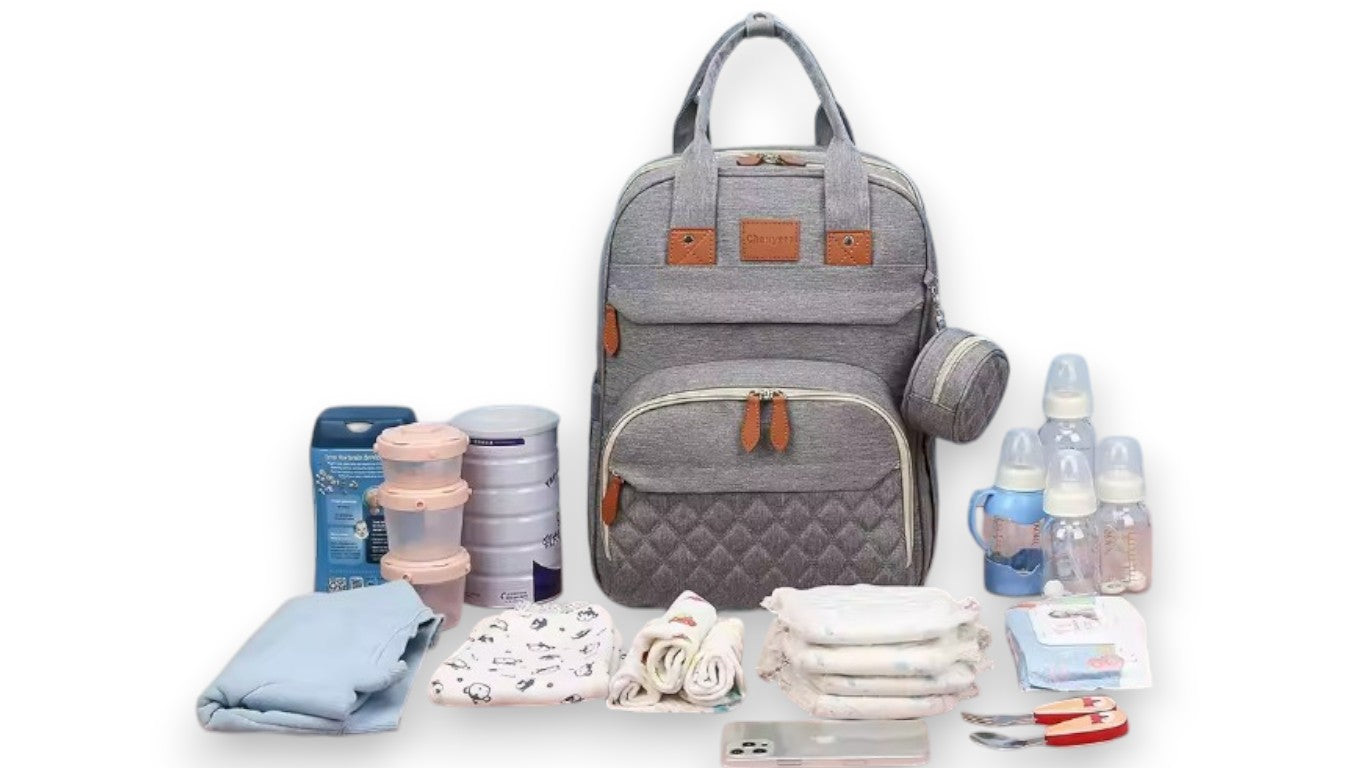 3-in-1 Wickeltasche Rucksack – Faltbare, wasserdichte Reisetasche mit USB-Aufladung und integriertem Wickelbett